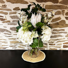 Load image into Gallery viewer, Faux Blush King Protea & Greens Arrangement