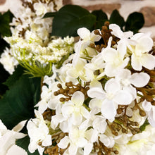 Load image into Gallery viewer, Faux White Hydrangea Arrangement