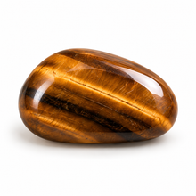 Load image into Gallery viewer, Illustrative Tiger’s Eye tumblestone on a white background.